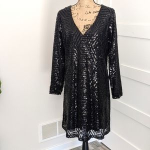 Black Sequin Dress - City Chic